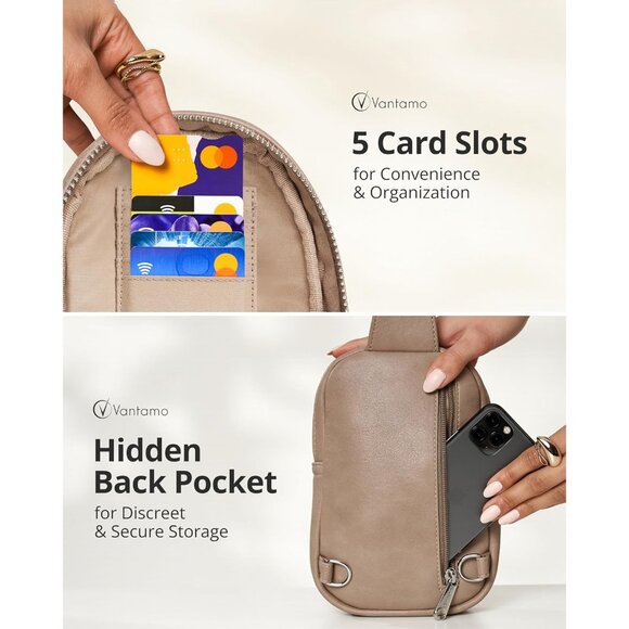 Women Sling Bag PU Leather RFID Anti-Theft Compact Travel Crossbody - Picture 5 of 7